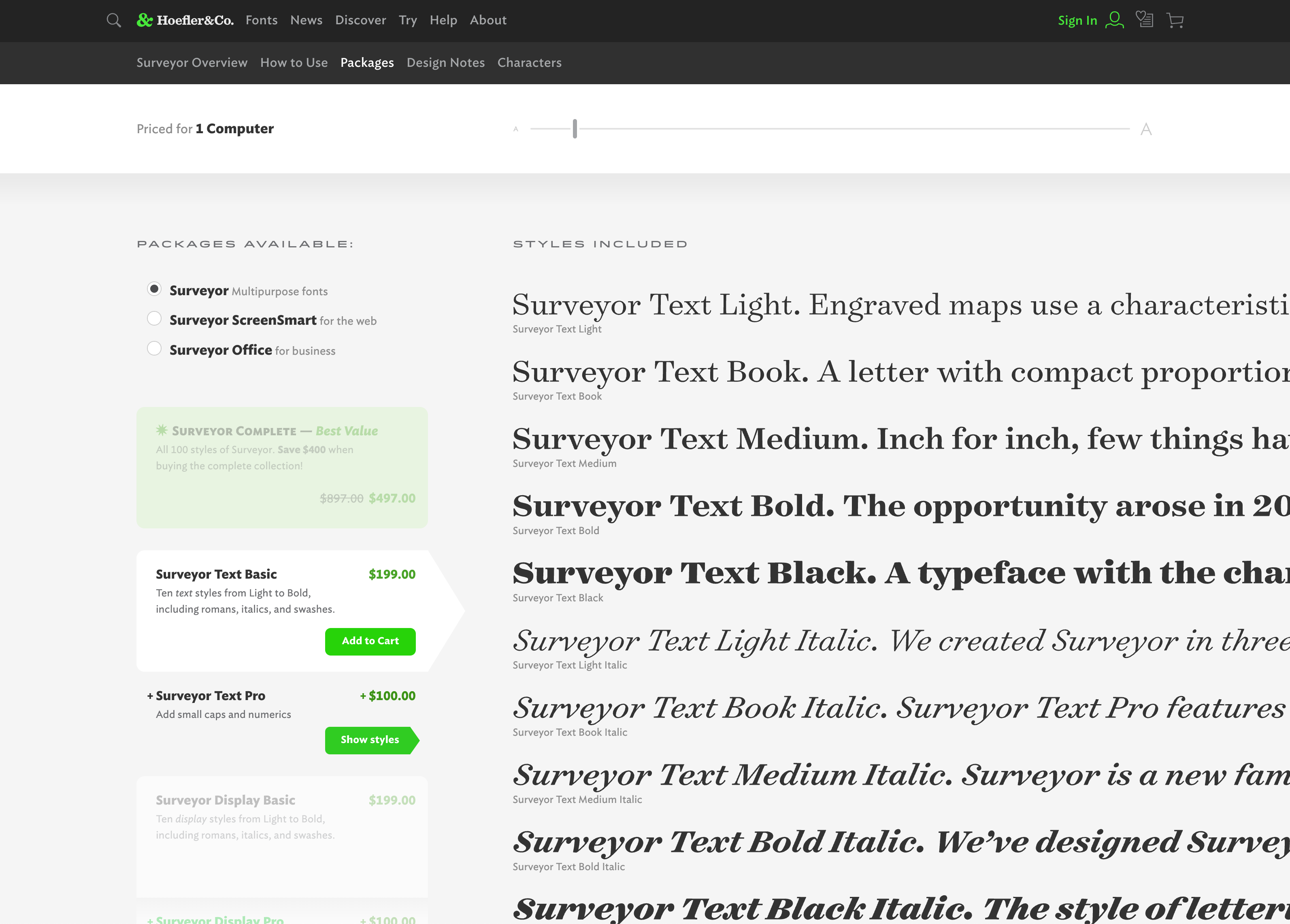 H&Co Typography.com Surveyor Basic Packages