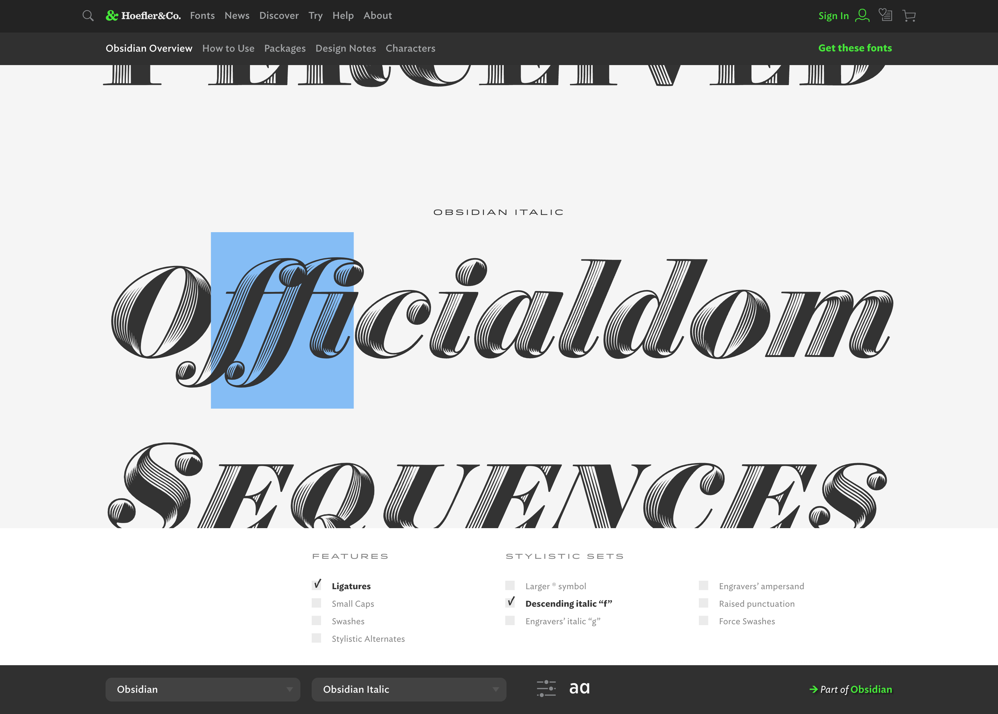 H&Co Obsidian Font Overview Interactive Desktop Specimen