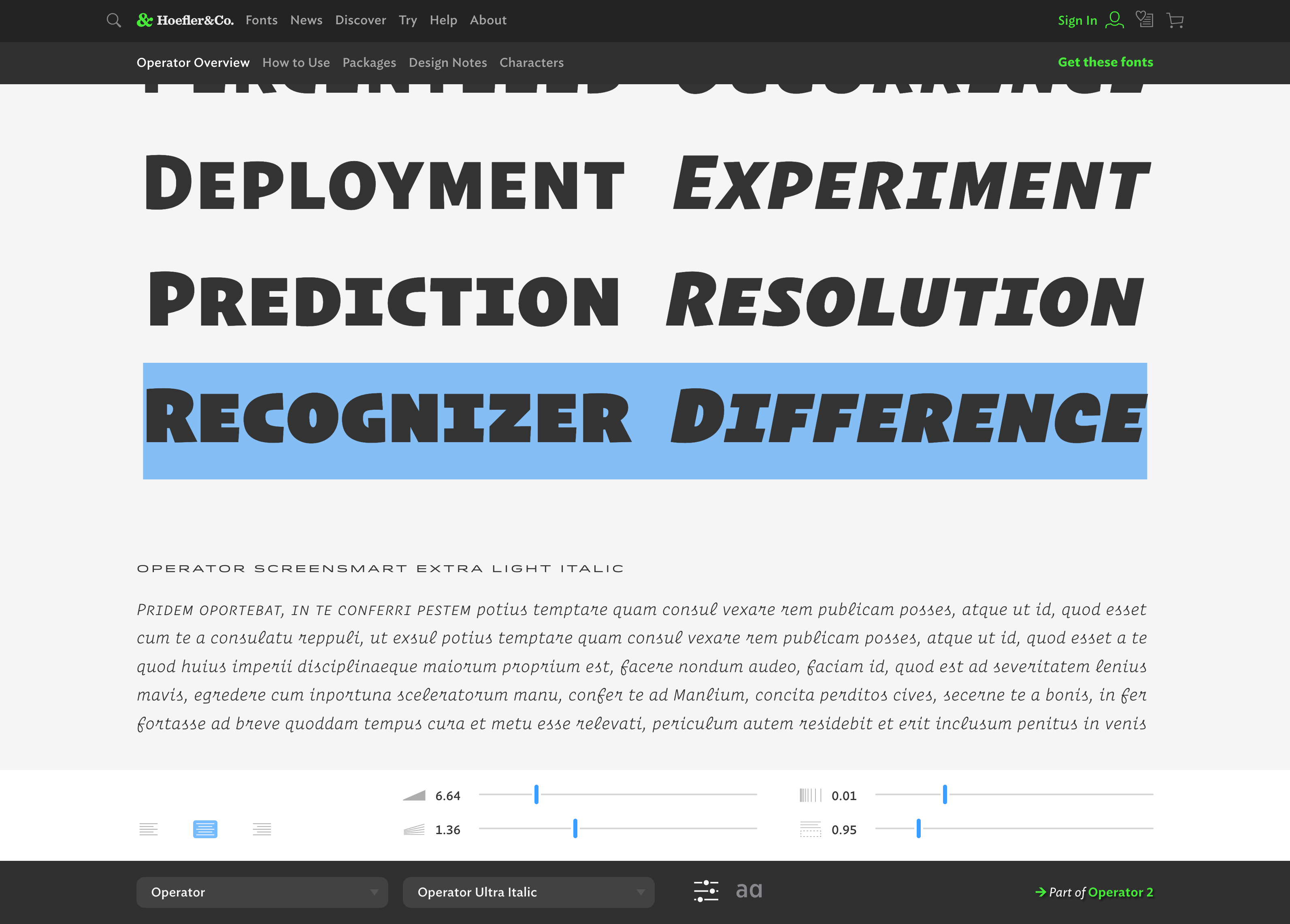 H&Co Operator Font Overview Interactive Desktop Specimen