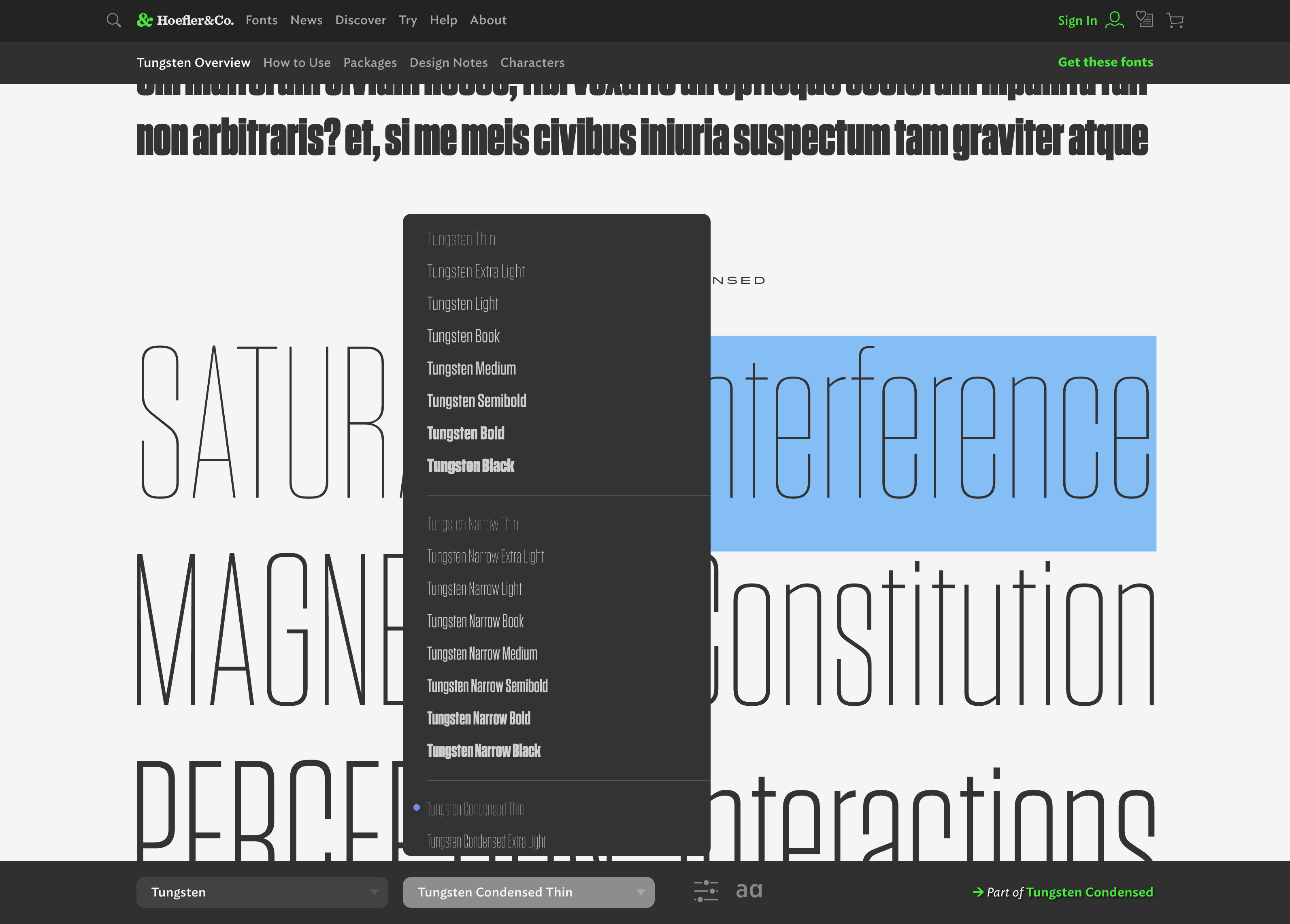 H&Co Tungsten Font Overview Interactive Desktop Specimen